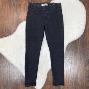 Old Navy Super Skinny Pull-On Jeggings 10 Faded Black Mid-Rise Stretch